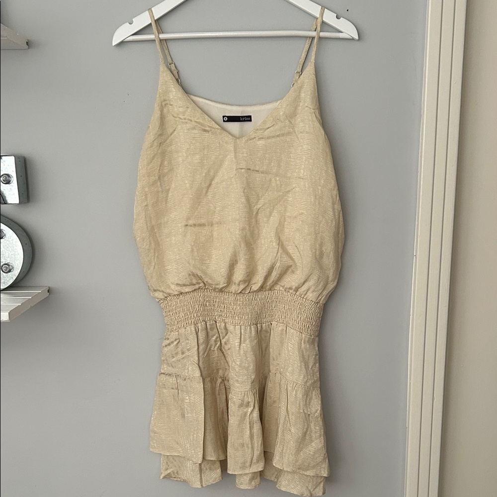 Krisa Yellow Smocked Waist Cami Mini Dress